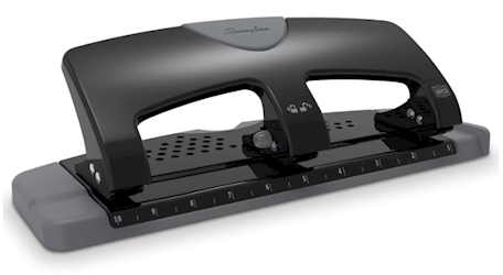 3-HOLE PUNCH, SWINGLINE, DESKTOP, LOW FORCE, 20 SHEET CAPACITY, BLACK/GREY LARGE